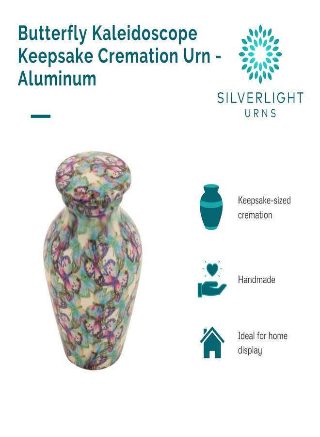 Silverlight Urns جرة تذكارية لحفظ الرماد على شكل فراشة، مصنوعة من الألومنيوم، لونها أزرق، بحجم تذكاري، ارتفاعها 3 بوصات - Image 5